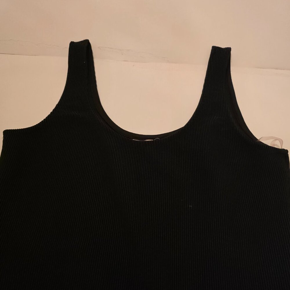 Spandex Dress Black Ribbed Sheath Sleeveless Heart to Hips Women's Medium 1990s - Picture 6 of 10